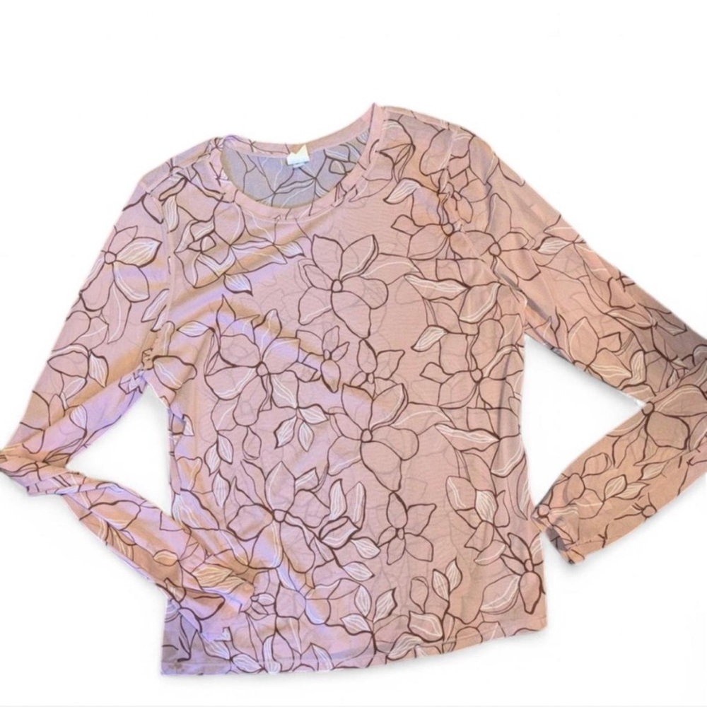 ⭐️3/$12⭐️Floral mesh Pink Long Sleeve Top